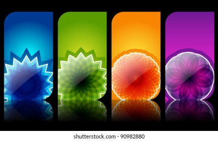 Vector set of modern, elegant colorful, abstract floral business cards