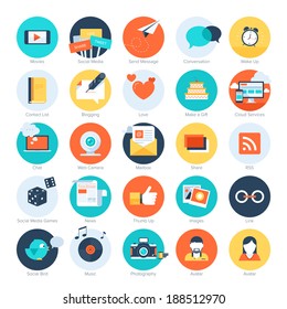 Vector set of modern flat and colorful social media icons. Design elements for web and mobile applications.