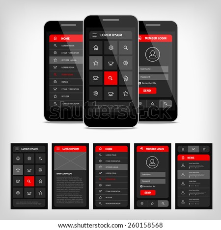 vector set modern flat design template のベクター画像素材