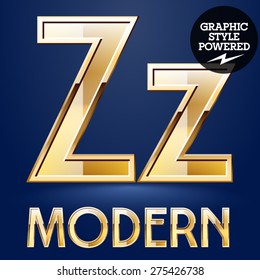 Conjunto de vectores de moderna letra glosa dorada. Letra Z