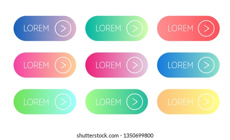 Vector set of modern gradient app or game buttons. User interface web button, material design, call action now icon.