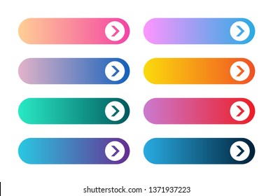 Vector set of modern gradient app or game buttons. User interface web button with arrows.