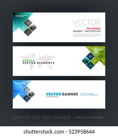 Vector set of modern horizontal website banners with arrow, rectangles, squares, diagonal house window for real estate, business, building, network, communication.  Clean web headers design. 