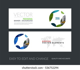 Vector set of modern horizontal website banners with blue circle, soft shapes, round for IT, business, building, network, communication.  Clean web headers design. 