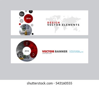 Vector set of modern horizontal website banners with points circles dots for IT, business, technology, network, communication.  Clean web headers design with overlay effect. 