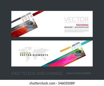 Vector set of modern horizontal website banners with rectangular diagonal for PR, business, tech, communication. Clean web headers design with overlay effect. 