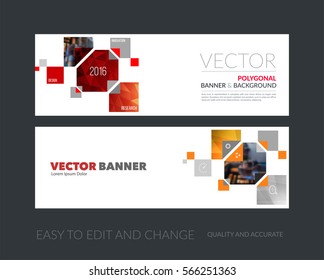 Vector set of modern horizontal website banners with yellow rectangles, geometric triangles for industry, beauty, tech, communication. Clean web headers design with overlay effect.