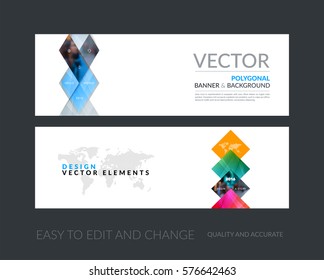 Vector set of modern horizontal website banners with grey geometric shapes, triangles, rhombus for industry, beauty, tech, communication. Clean web headers design with overlay effect. 