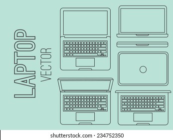 Vector set of modern laptop in different angles
