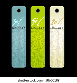 vector set of modern price tags with illustrated leaves