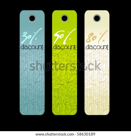 vector set of modern price tags with illustrated leaves
