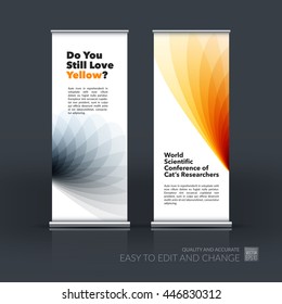 Vector set of modern Roll Up Banner Stand Design with orange grey soft shapes and flower wave gradient elements for business and beauty with beautiful overlap effect. Corporate vertical flyer. 