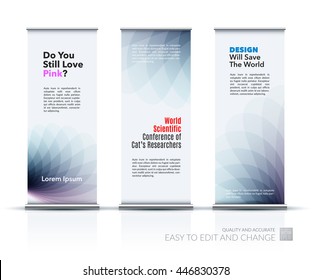 Vector set of modern Roll Up Banner Stand Design with grey soft shapes and flower wave gradient elements for business and beauty with beautiful overlap effect. Corporate vertical flyer. 