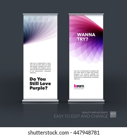 Vector set of modern Roll Up Banner Stand Design with soft shapes and flower wave gradient elements for business and beauty with beautiful overlap effect. Corporate vertical flyer. 