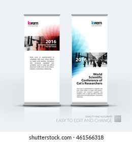 Vector set of modern Roll Up Banner Stand Design with soft shapes and flower wave gradient elements for business and beauty with beautiful overlap effect. Corporate vertical flyer.