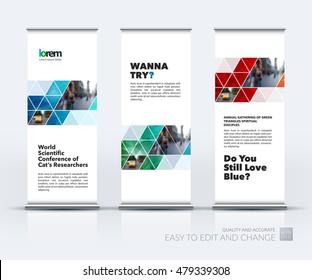 Conjunto vectorial de diseño moderno de fondo de banner con formas geométricas azules abstractas sobre fondo polígonal con efecto de superposición para negocios y finanzas. Folleto y presentación para la exposición.
