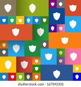 Vector set of modern shields on the flat panels.