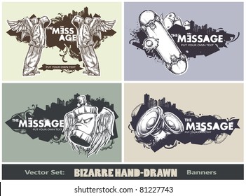 Vector set of modern sketchy style banners. Layered. Vector EPS 8 illustration.