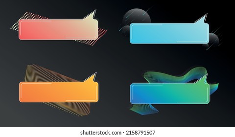 Vector set of modern texting boxes icons illustration in flat