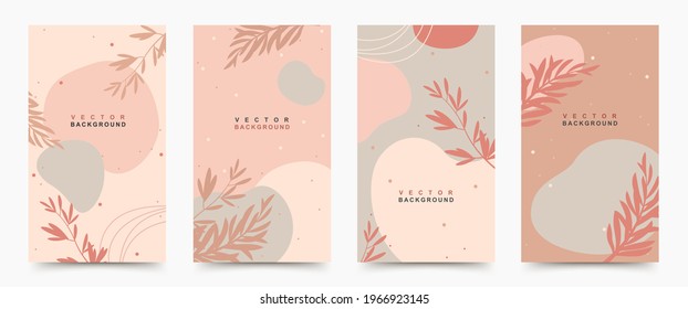Vector set of modern trendy abstract background templates with  organic shapes  and and graphic elements. Illustration for posters,invitation and social media stories and posts,cover, flyers, banners.