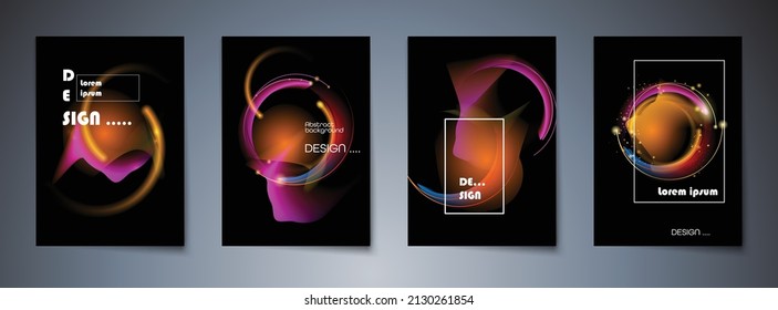 Vector set of modern trendy, graphic creative design. Abstract fluid, liquid color background, Illustration element of dynamic flow and fluid shape. gradient color for layout template, banner, poster