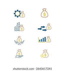 Vector Conjunto de iconos de bolsas de dinero