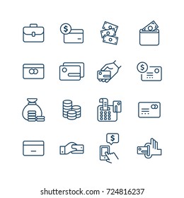 Vector Set of money and credit card  line icons.