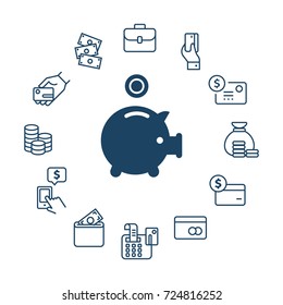Vector Set of money line icons.
