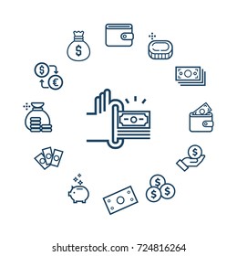 Vector Set of money line icons.