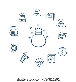 Vector Set of money line icons.