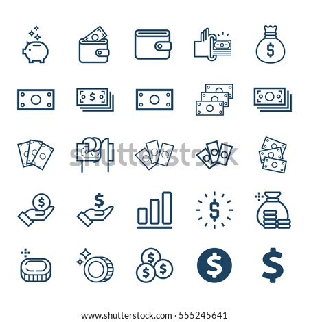 Vector Set of money line icons