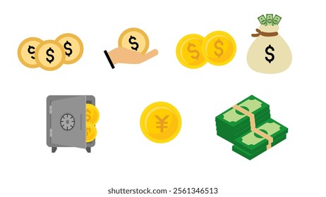 Vector set of Money theme. Collection of Money icon. Perfect of presentation, social media, web, business, ads, many more.