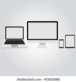 Vector set of monitor, computer, laptop, phone and tablet ,vector illustration