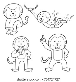 vector set of monkey