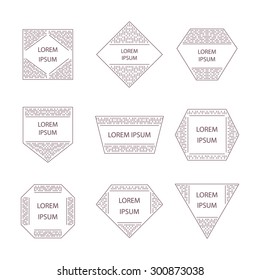 vector set of mono line hipster logo templates. outline elements for badge, logotype, label design.