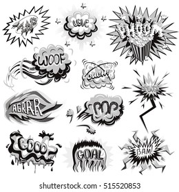 Vector set of monochrome comics icons
