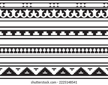 Vector set of monochrome seamless classic byzantine ornament. Endless border, Ancient Greece, Eastern Roman Empire frame. Decoration of the Russian Orthodox Church.
