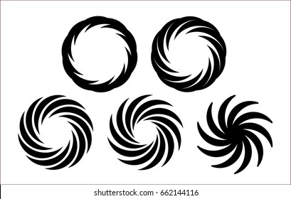 vector set of monochrome sign. The closing movement of the petals. The narrowing and widening of the circle.