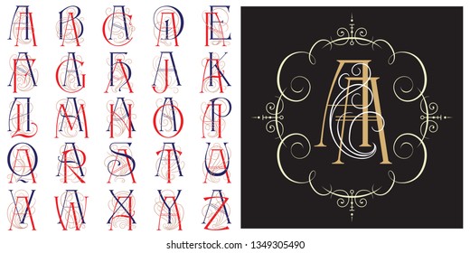 Vector set Monogram for creating advertisements, flyer, wedding and other invitations or greeting cards. 