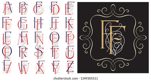 Vector set Monogram for creating advertisements, flyer, wedding and other invitations or greeting cards. 