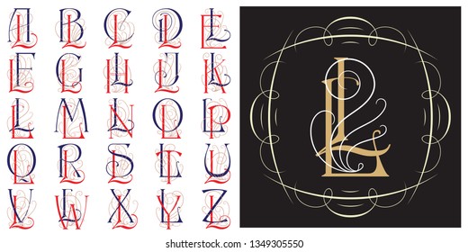 Vector set Monogram for creating advertisements, flyer, wedding and other invitations or greeting cards. 