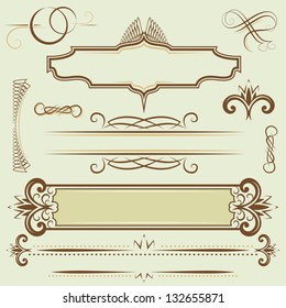 vector set monograms and borders in retro style