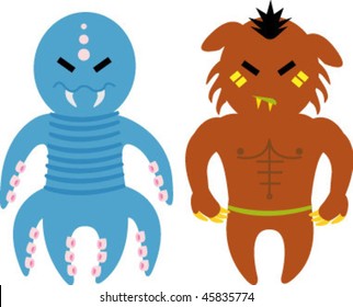 vector set of monsters 02