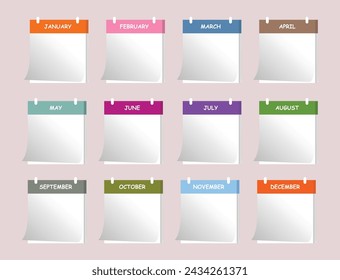 vector set of monthly todo list stickers for planner, memo, agenda