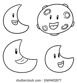 vector set of moon