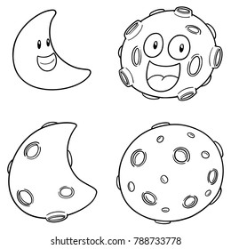 vector set of moon