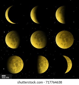 Vector set of moon phases
