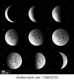 Vector Set Of Moon Phases