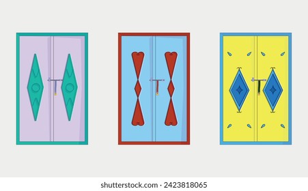 Vector Set of Moroccan Doors. Moroccan old doorways. Vector Illustration