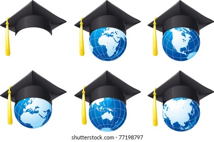 Vector Set Of Mortar Board And Globe